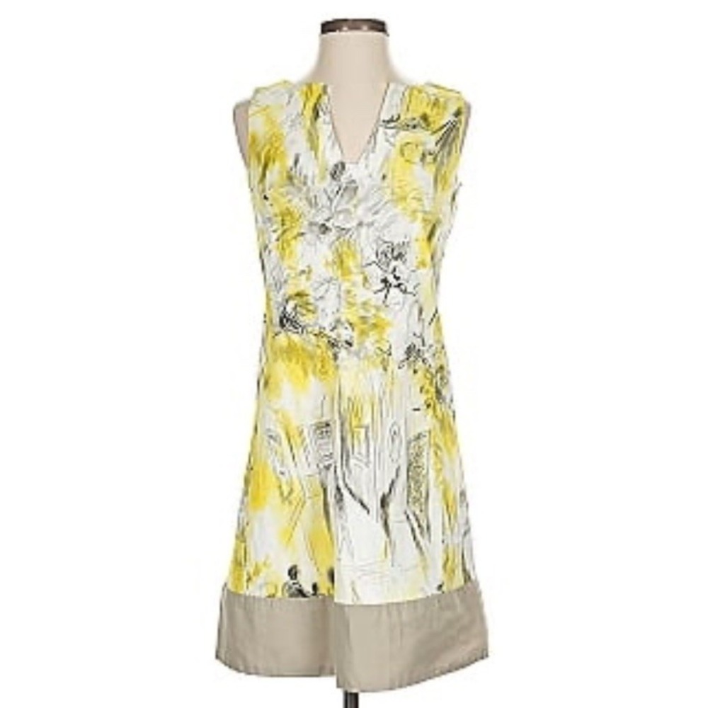 PIAZZA SEMPIONE SCREEN PRINT COTTON BLEND KNEE LENTH SHIFT DRESS Size 44 US 10 - Picture 3 of 6